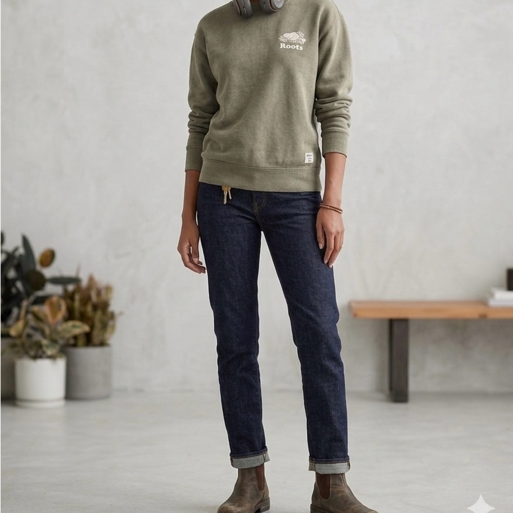 Roots Women's  Oversized Olive Sweatshirt